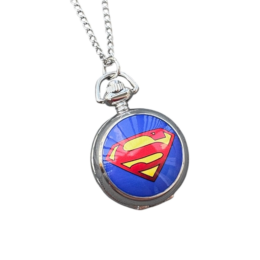 Superman Logo Pocket Watch with Chain